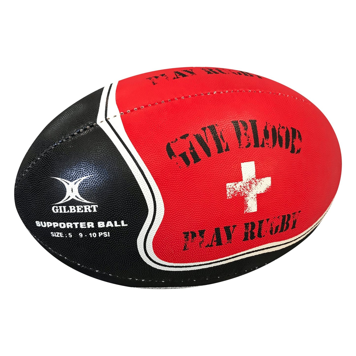 Gilbert "Give Blood Play Rugby" Supporters Rugby Ball, Size 5
