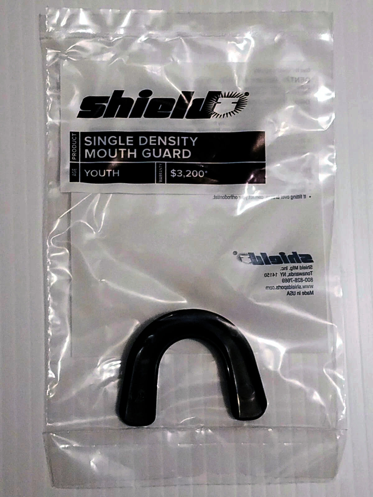 Shield Single Density Mouth Guard - Adult, Black