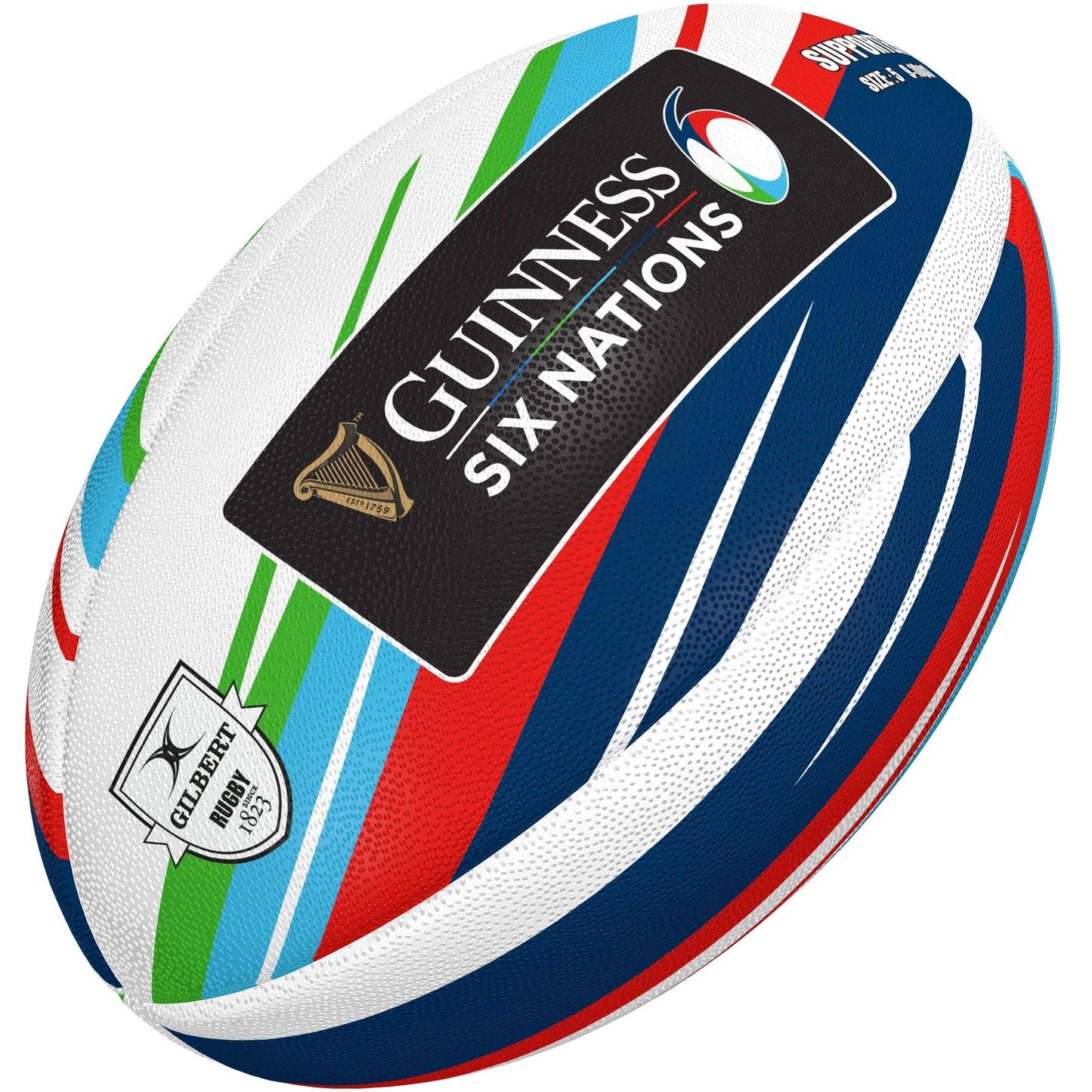 Gilbert Guinness 6 Nations Supporter Rugby Ball, Size 5